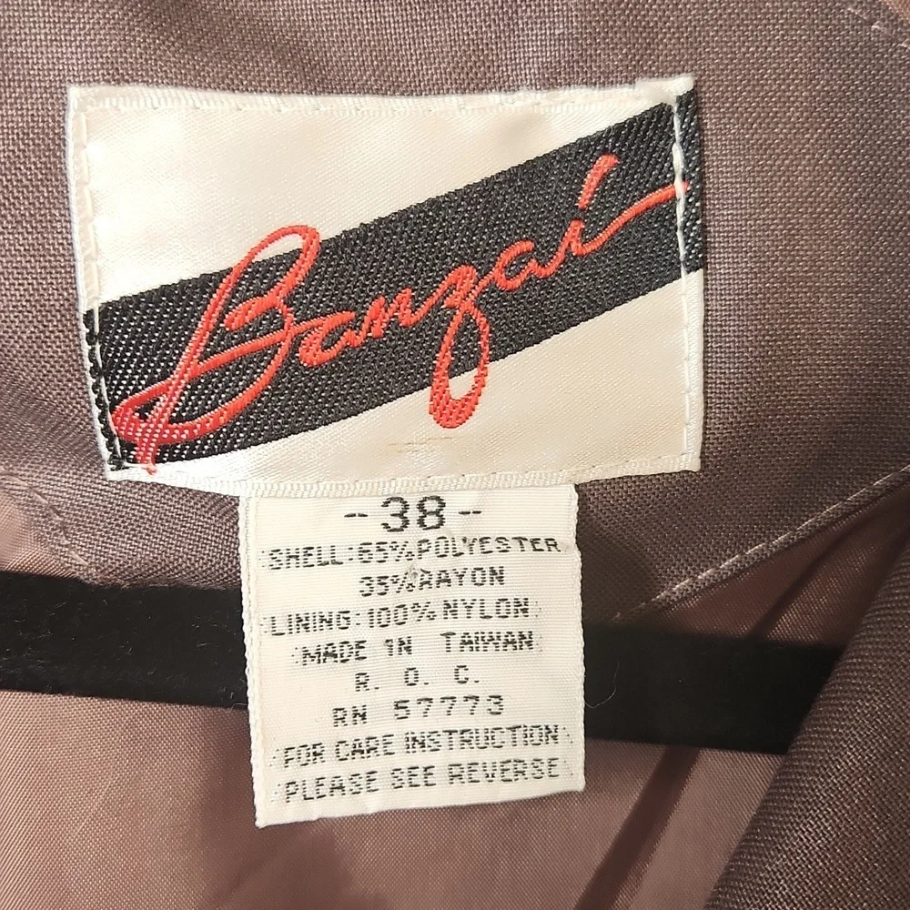 Vintage Rare BANZAI Men's Women's Unisex Brown Moto Bomber Jacket Size 38